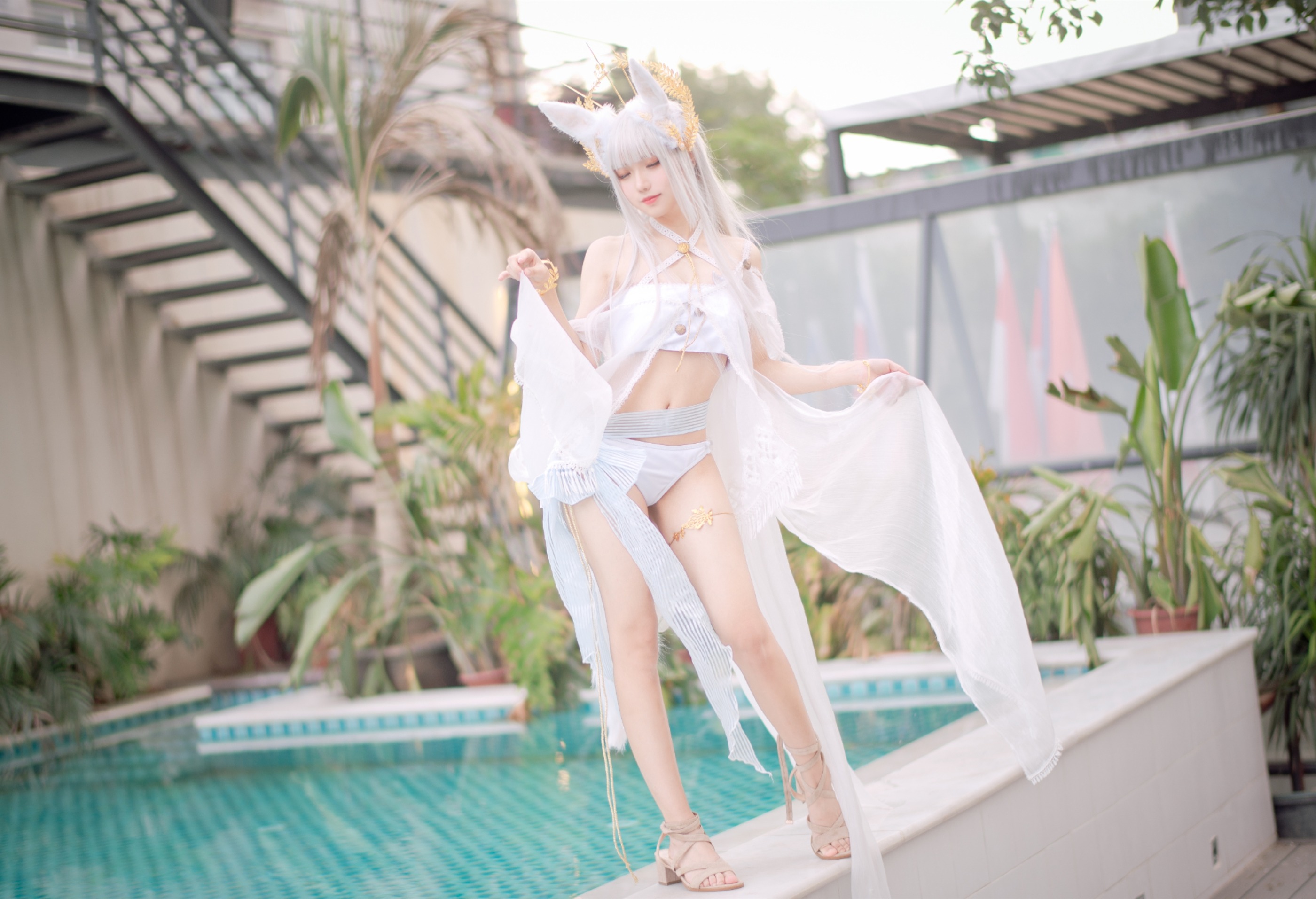 图片[1]-花柒Hana – NO.005 白金泳装[18P]-XikXak